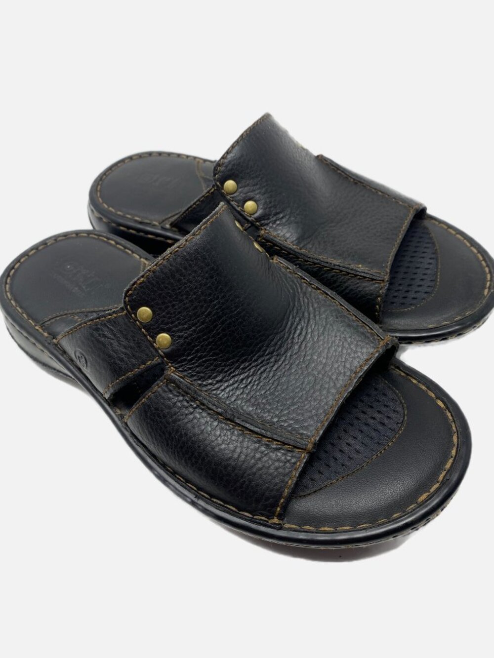 Born Flores Sandals Mens 8 Black Slide Slip On Open Toe Loop Thong Flip Flops